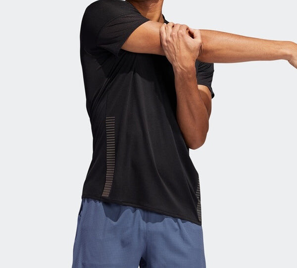 Футболка с круглым вырезом, повседневные, с коротким рукавом, мужские, Adidas, черный — фото 3