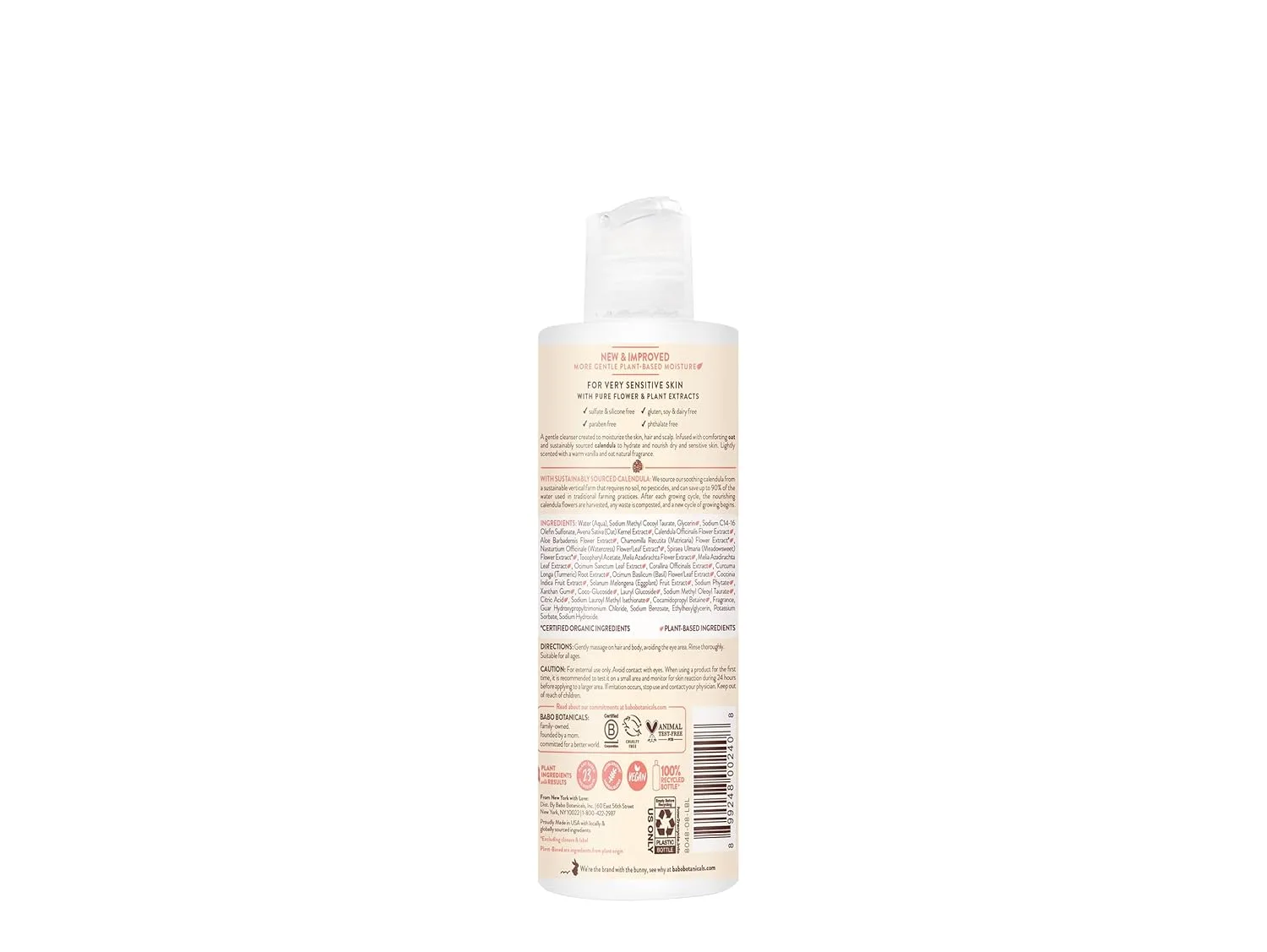 Babo Botanicals Moisturizing Oat & Calendula 2-in-1 шампунь и гель для душа - мягкое очищение для сухой или чувствительной кожи - безопасно для малышей, детей и всей семьи - легкий аромат - Vegan 237 мл (1 шт.) — фото 2