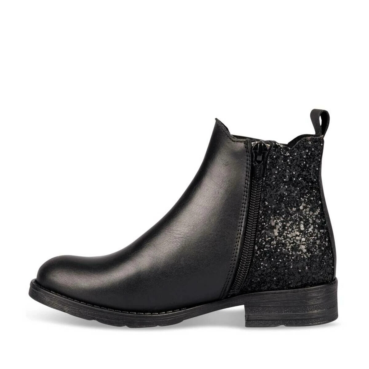 Детские ботинки MIA Pratt Boot, черные, с блестками, из искусственной кожи, с круглым носком, модель Chelsea ZPO3446 — фото 2