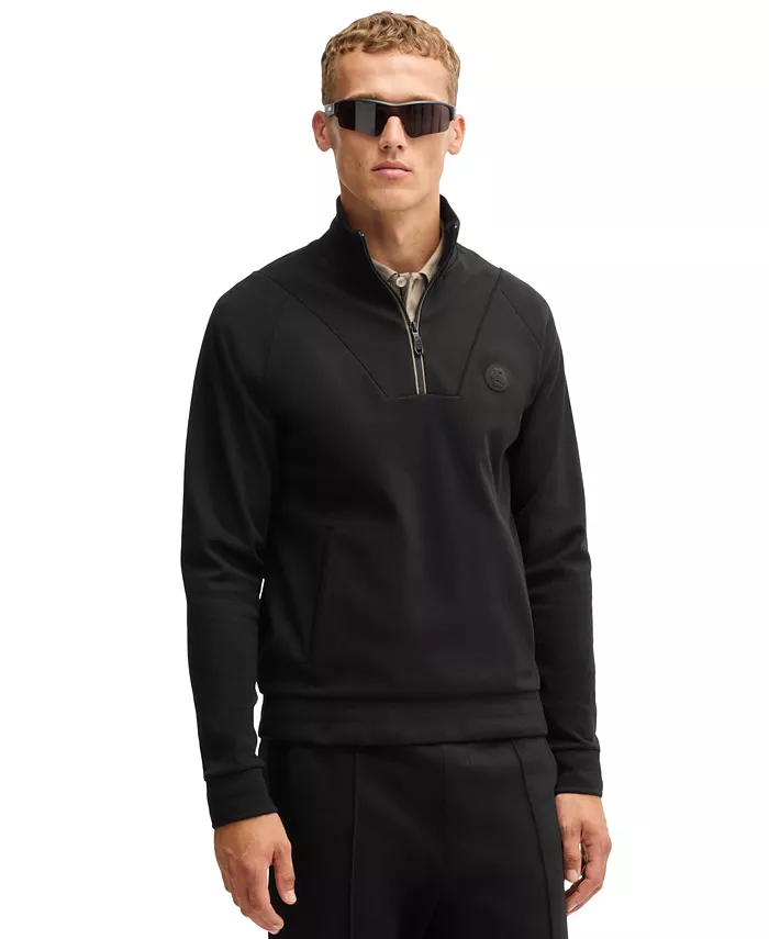 

Мужской свитшот с молнией и монограммой Double B Hugo Boss, черный