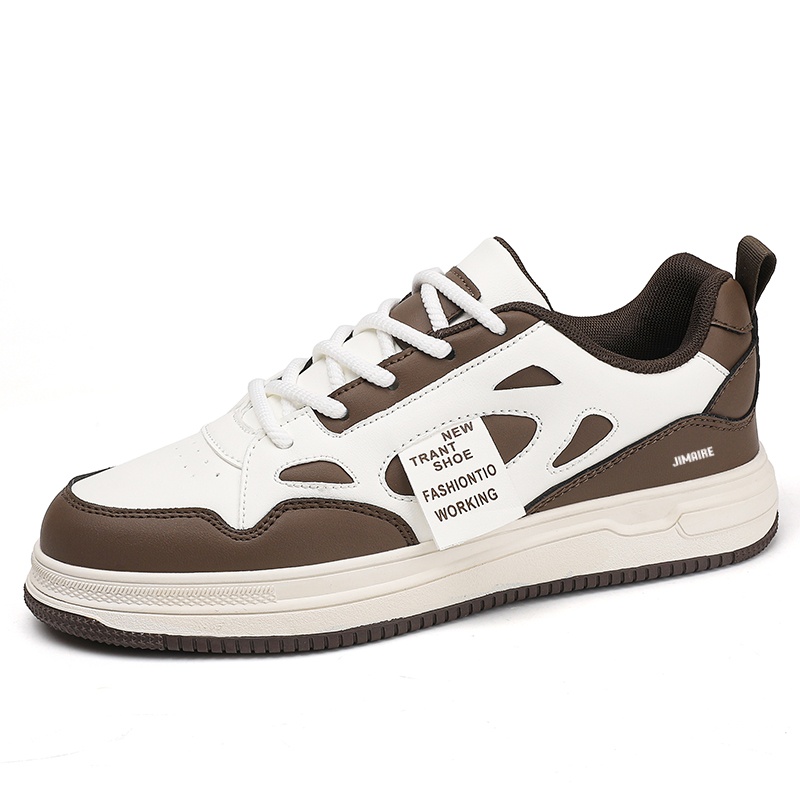 

King Jinmai Низкие скейтерские кросcовки мужские бело-коричневые, цвет White Brown