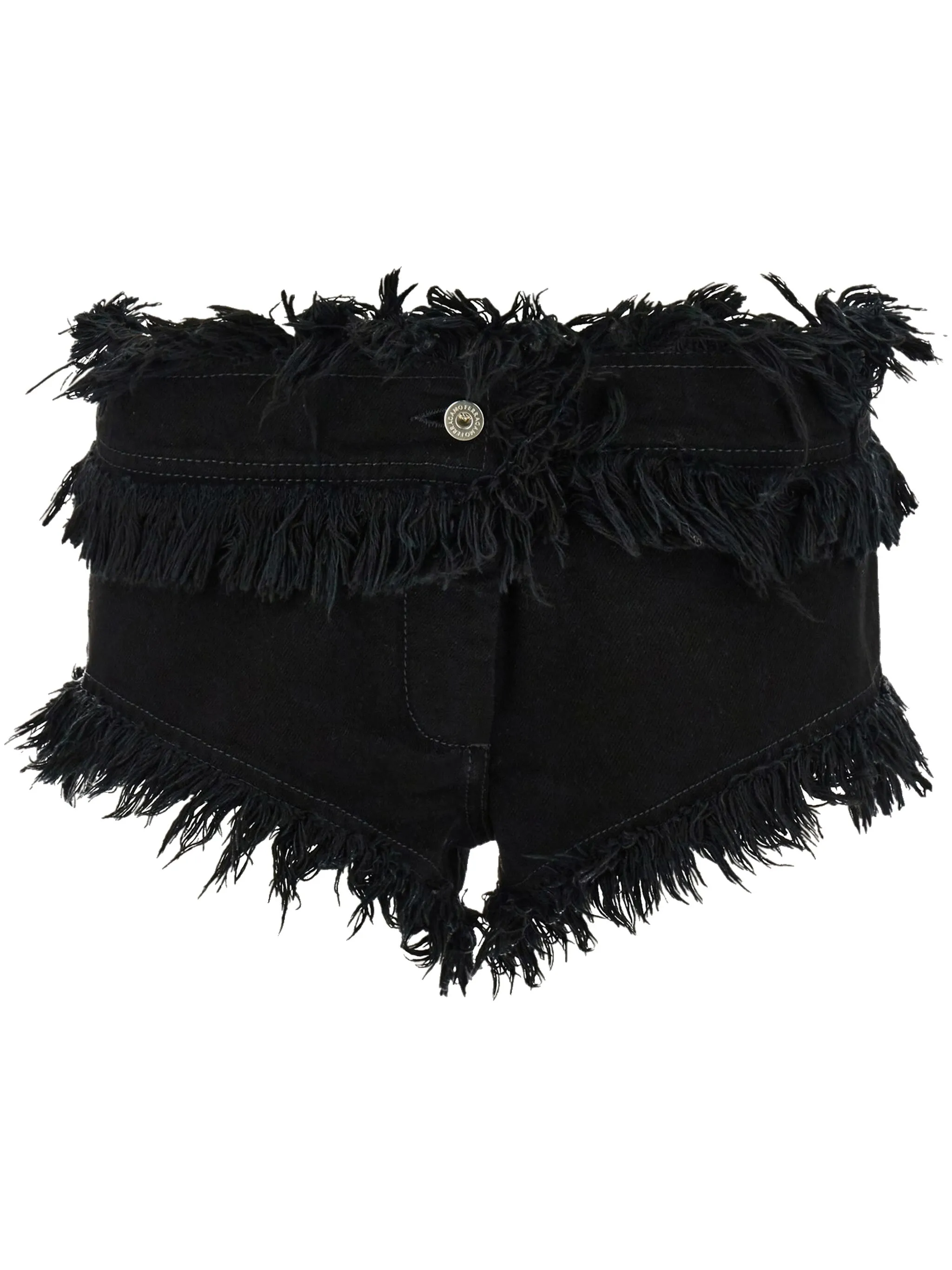 

Джинсовые шорты с бахромой Ferragamo, черный