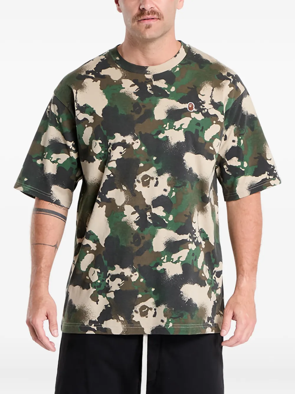 Футболка с камуфляжной головой обезьяны A Bathing Ape, зеленый — фото 4