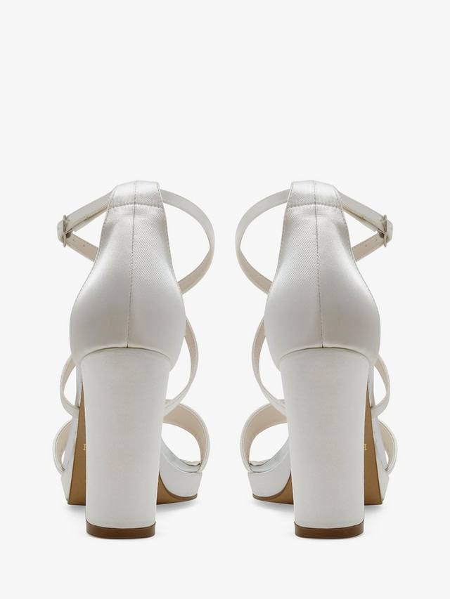 Свадебные босоножки на блочном каблуке Rainbow Club, цвет Ivory Satin — фото 3