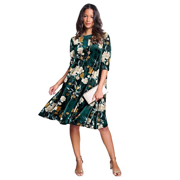 

Женское платье-трапеция из велюра plus size Roaman'S, Emerald Layered