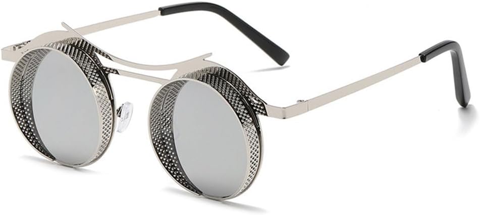 

Круглые солнцезащитные очки в стиле стимпанк для женщин и мужчин, с металлической сеткой, с индивидуальным дизайном, солнцезащитные очки для женщин с защитой от УФ-излучения UV400 TYUVIVO, C6silver-silver