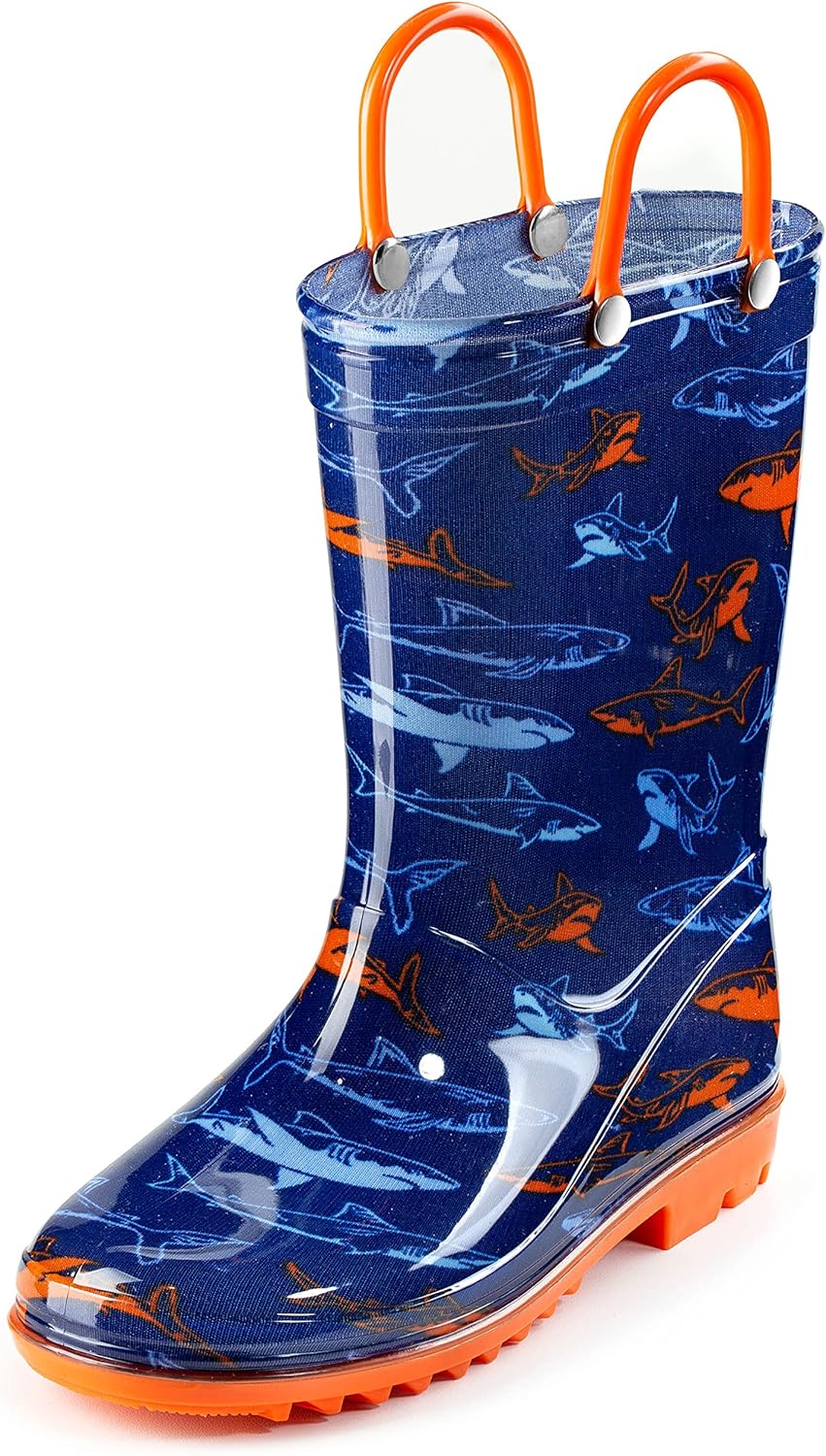 

Водонепроницаемые ПВХ сандалии Puddle Play для малышей и детей с ручками для легкого надевания - легкие противоскользящие сапоги для мальчиков и девочек, синий