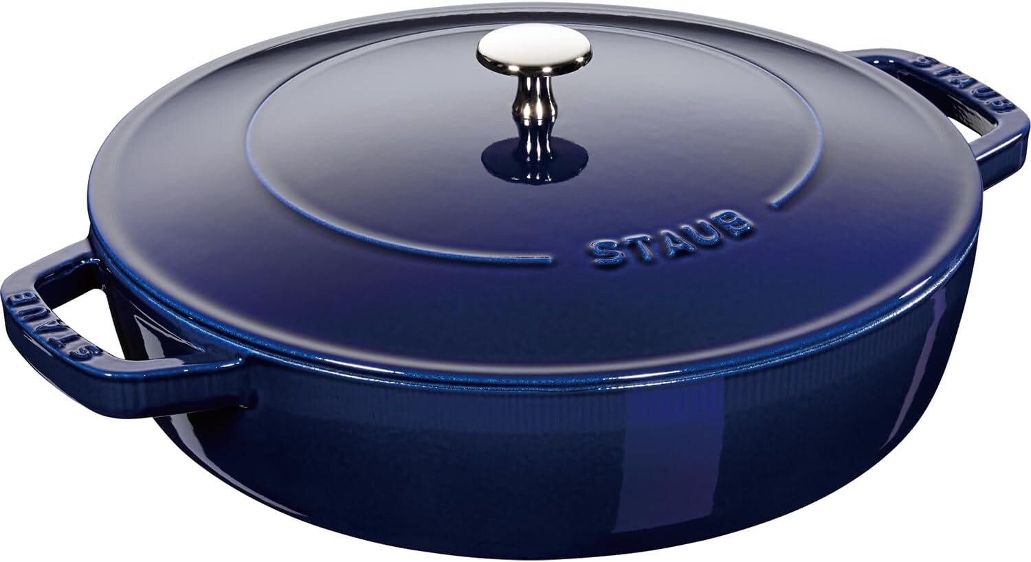 

Staub Braiser 40511-477 Сотейник Braiser, 9,4 дюйма (24 см), двуручный, чугун, эмалированная кастрюля, неглубокого типа, сукияки, совместимость с индукционной индукцией, японский продукт, Blue, (Gran Blue)