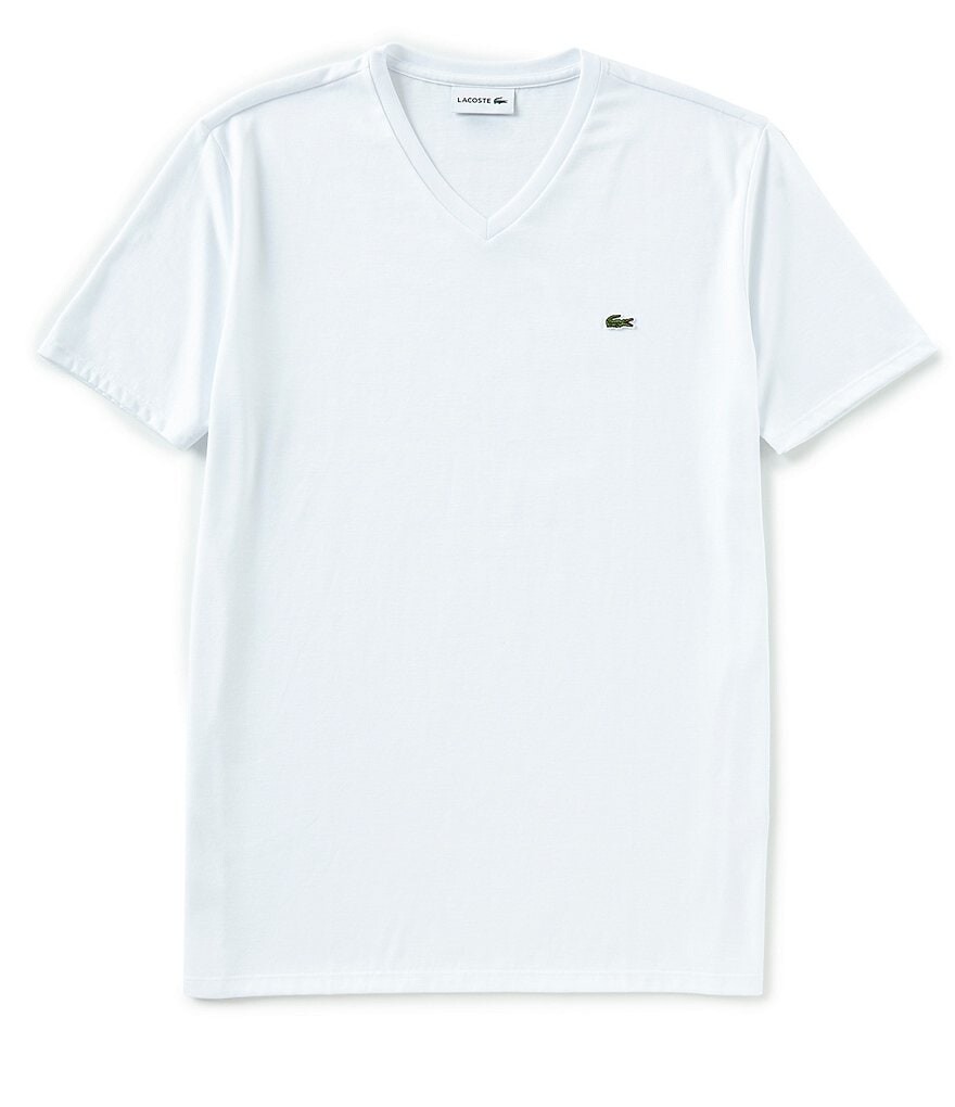 

Хлопковая футболка Lacoste Pima с короткими рукавами и v-образным вырезом, белый