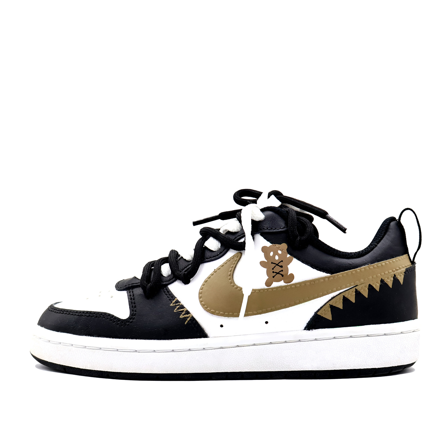 

Nike Court Borough Screaming Bear Low top Kids' Skateboarding Shoes Black White Brown Teenagers