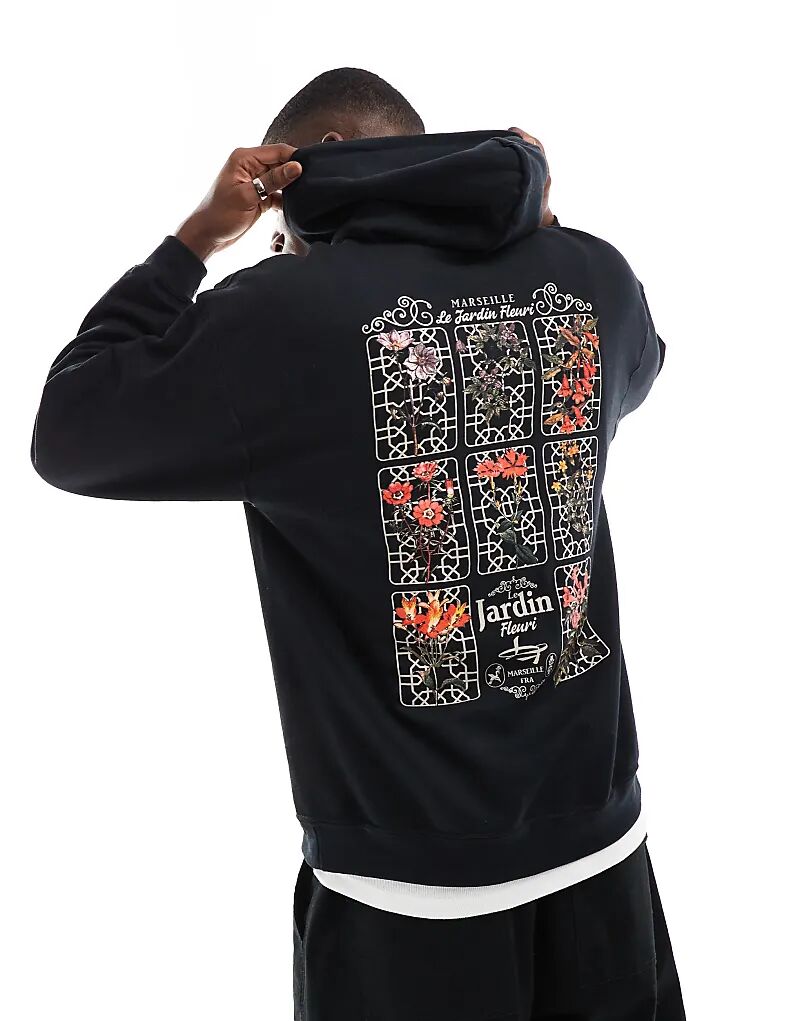 

Толстовка оверсайз с цветочным принтом черного цвета ASOS DESIGN