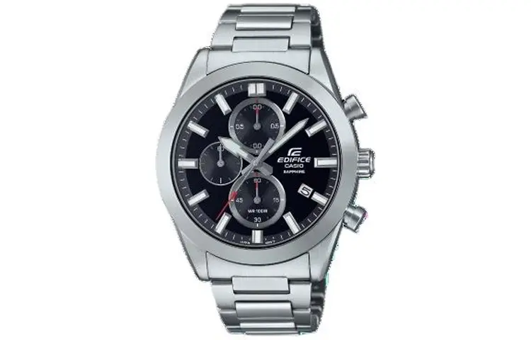 

CASIO Часы EDIFICE Quartz Movement Stainless Steel Strap Watch Men's Watch Black Dial, Black