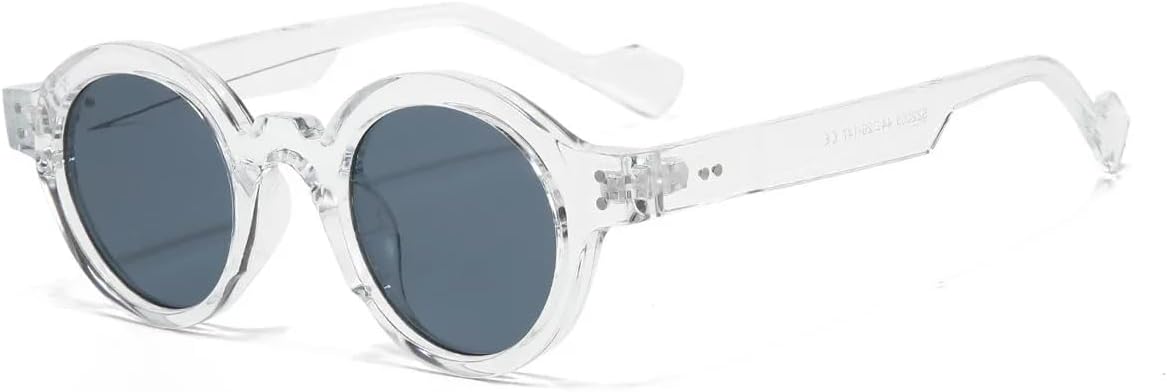 

Солнцезащитные очки с защитой UV400 | Круглые панк-очки с двухцветными заклепками | Для женщин и мужчин, для занятий спортом на открытом воздухе и вождения DSVIGF, Transparent Black