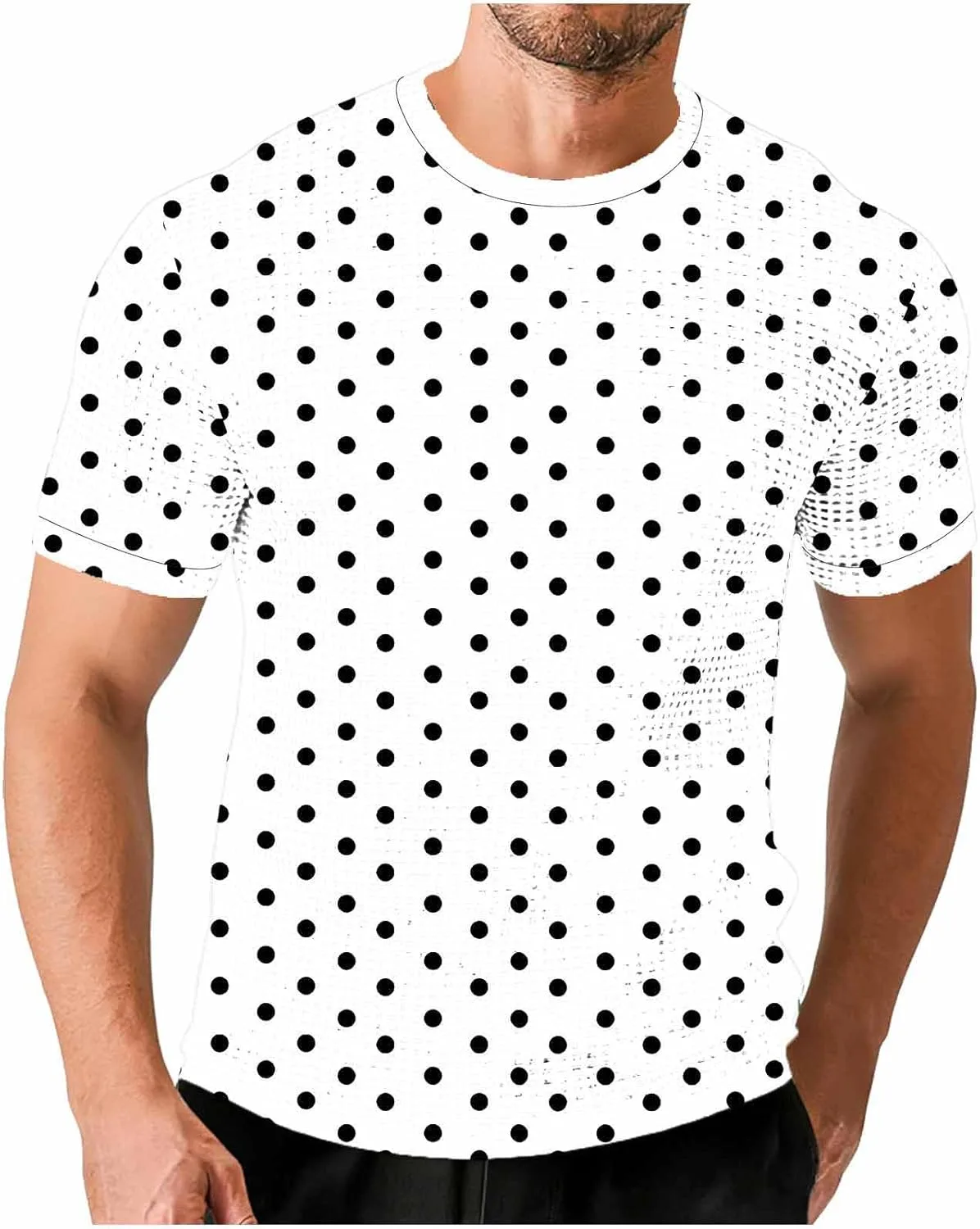 

Мужская футболка с коротким рукавом и принтом в горошек, Casual, Loose, Crewneck