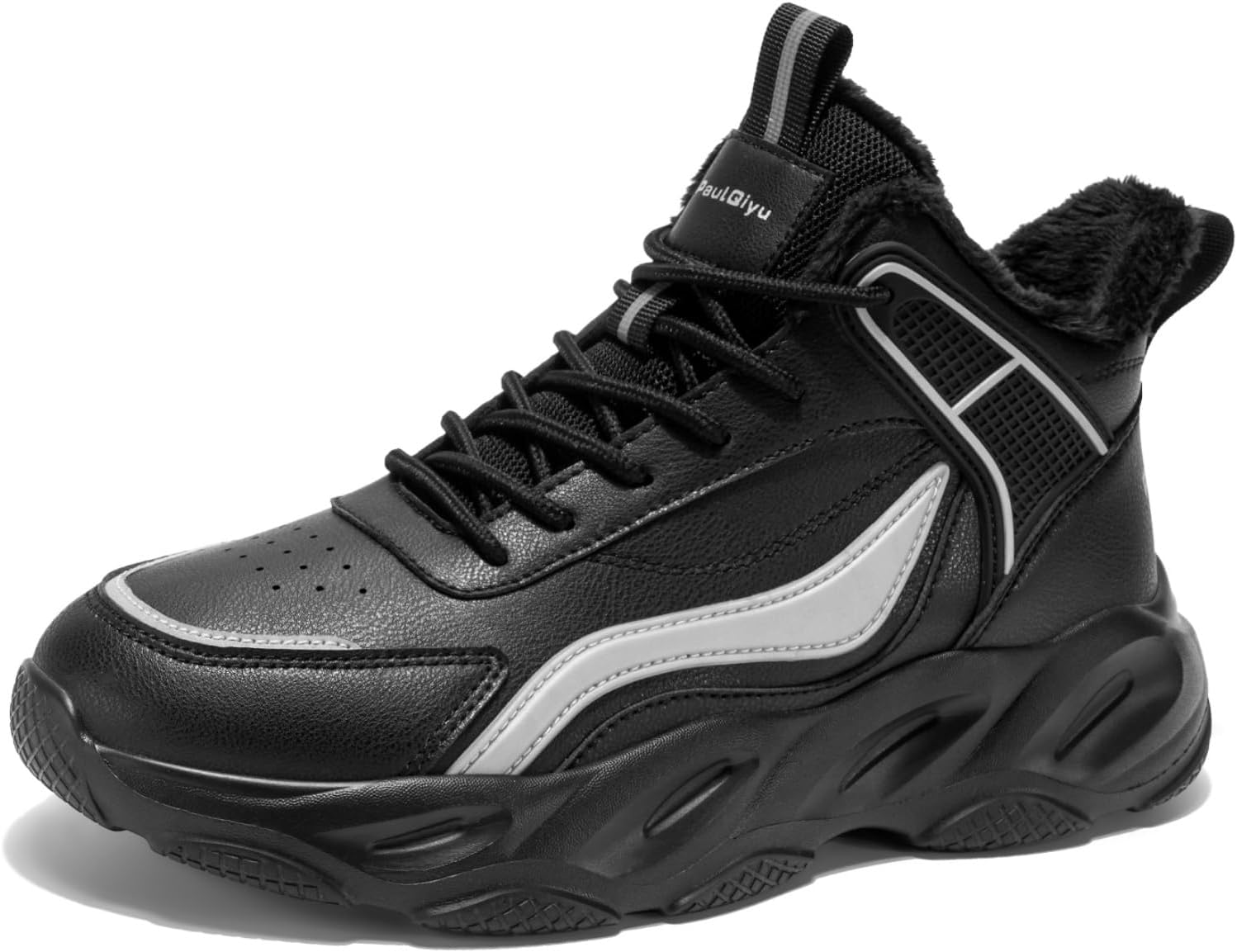 

Мужские зимние теплые массивные кроссовки на платформе с круглым носком Yrzhgdl, черный