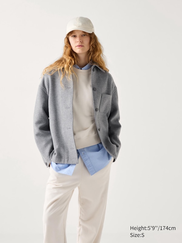 

Короткая куртка оверсайз Uniqlo, серый