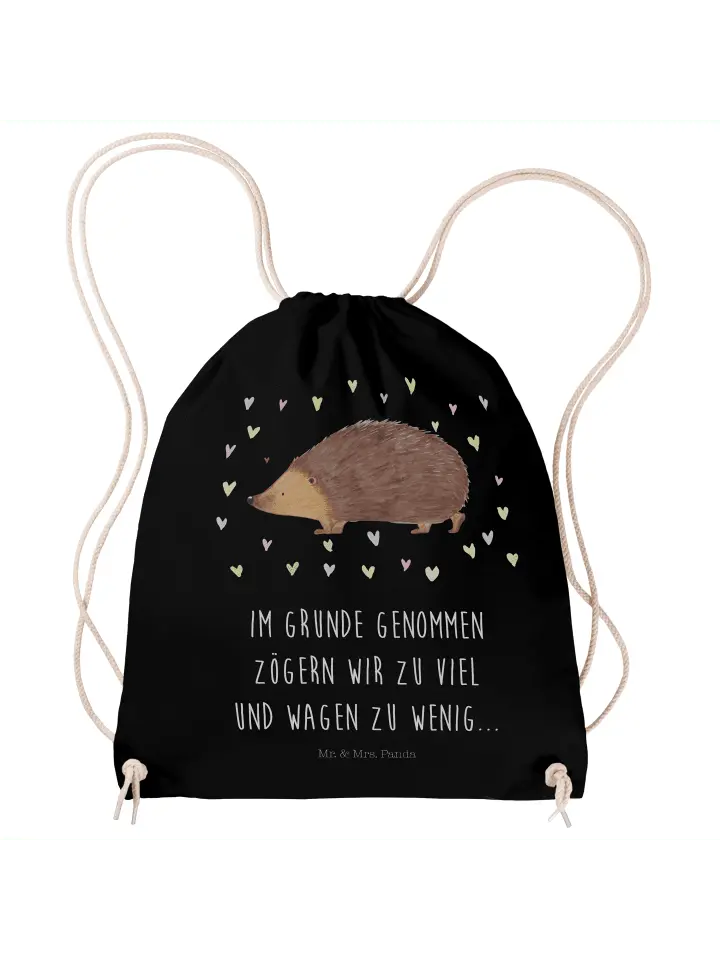 

Спортивная сумка Mr & Mrs Panda Sportbeutel Igel Herzen, черный