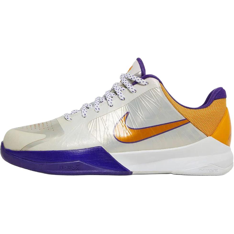 

Nike Детские баскетбольные кроссовки Zoom Kobe 5 Low top, белые, фиолетовые и желтые