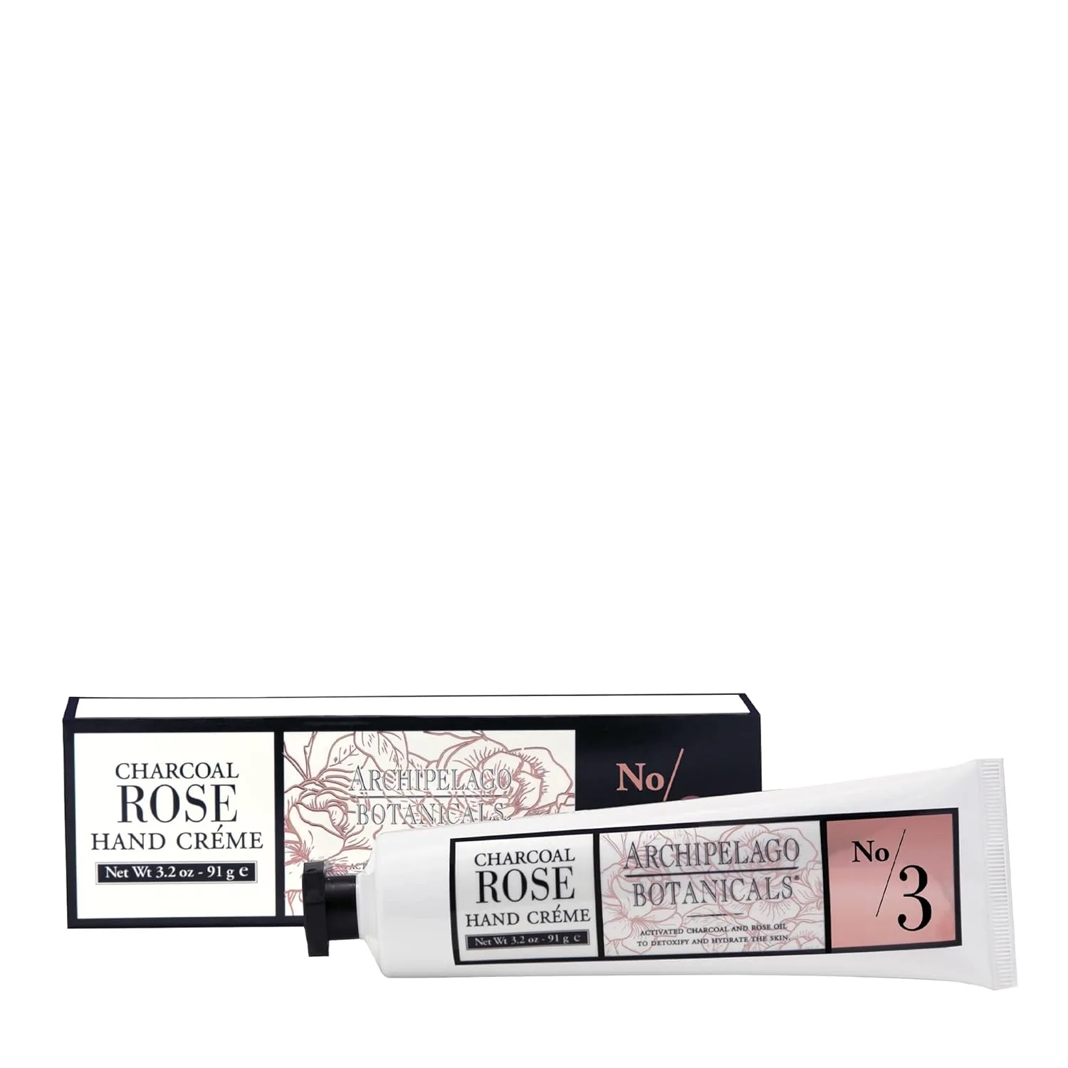 Крем для рук Archipelago Botanicals Charcoal Rose, насыщенный и с легким ароматом, подходит для сухой кожи, кутикулы и огрубевших участков, содержит высококачественные растительные экстракты (95 г). 90.72 г (1 шт.)