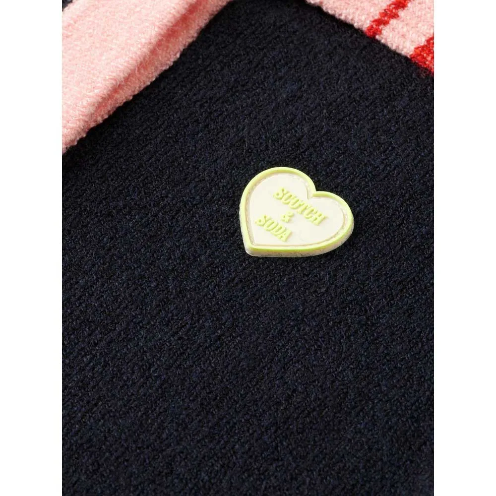 Поло с длинным рукавом Scotch & Soda Sporty Collar Chest Logo, синий — фото 3