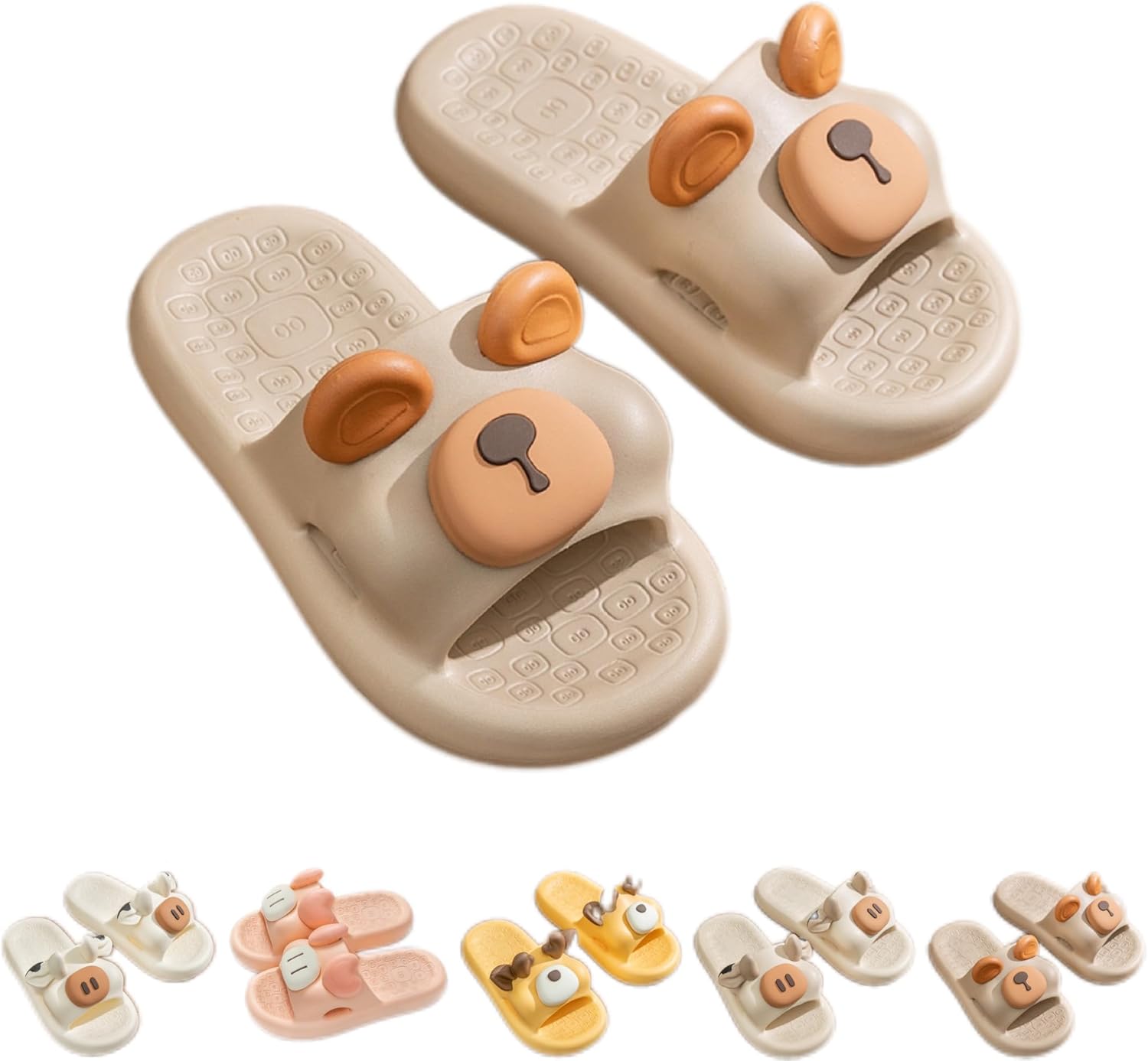 

Домашние тапочки NTRUEML для ванной комнаты с изображением коровы, женские летние мультяшные домашние тапочки, нескользящие, EVA, парные, мужские, коричневый