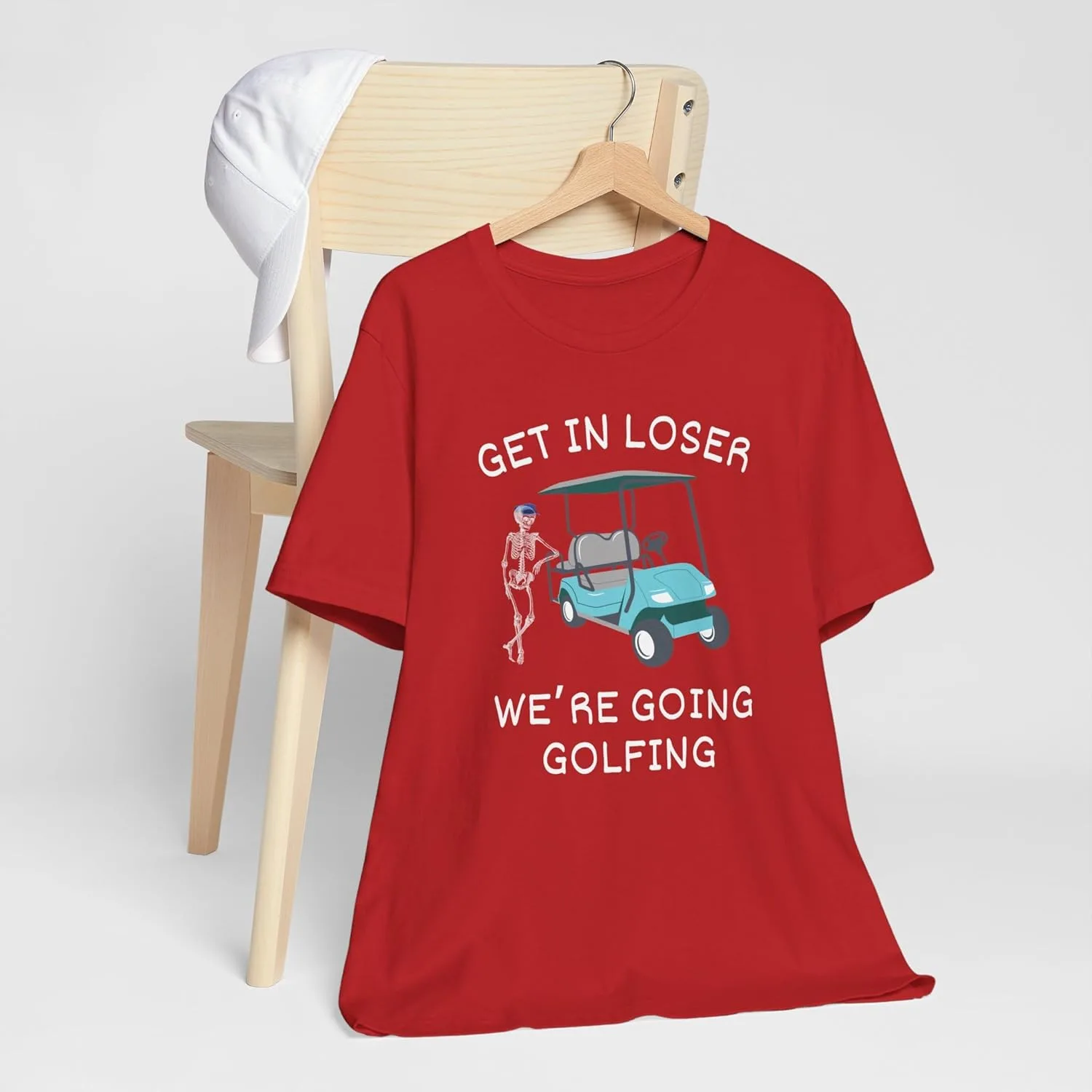 Футболка Get in Loser We’re Going Golfing, смешная майка Bella Canvas для гольфа, подарок для любителей гольфа мужчинам и женщинам, ретро-юмор GENERIC, красный — фото 4