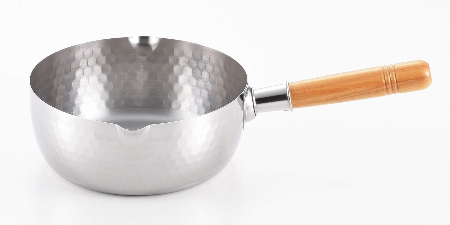 

Nichinichi Utensils Кастрюля для одной руки, совместимая с индукционной плитой, плоская кастрюля для снега, нержавеющая сталь, производство Япония, 7,9 дюйма (20 см), весы с двойным горлышком в комплекте, Silver