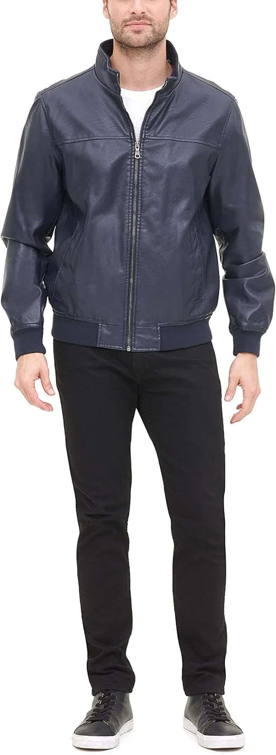 Мужская куртка-бомбер Tommy Hilfiger Adaptive из искусственной кожи Smooth Lamb Touch — фото 2