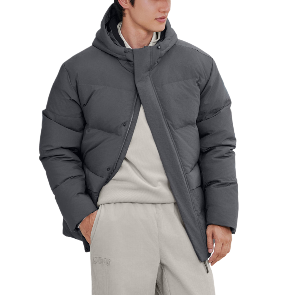 Линейная обычная пуховая куртка Men's Adidas, серый — фото 4