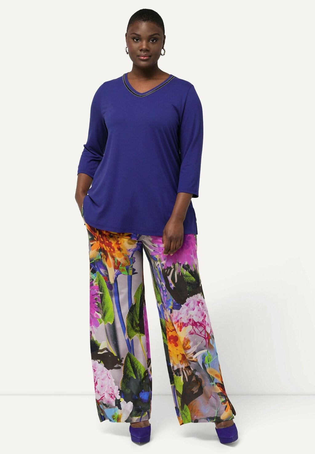 

Тканевые брюки TROPICAL FLOWER ELASTIC WAIST Ulla Popken, разноцветный