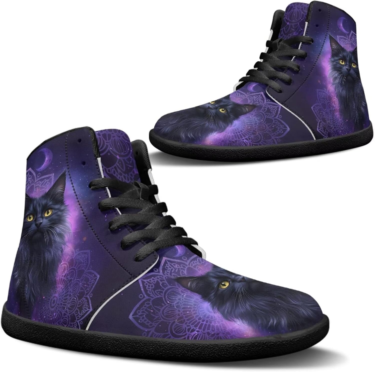 

Мужские модные кроссовки Jeiento, минималистичные обувь с нулевым перепадом подошвы, прогулочные обувь с широкой передней частью, ботинки, обувь с изображением кошек и животных, черный