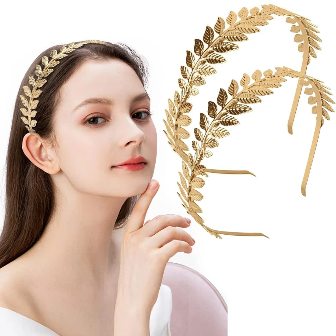 Набор из 2 золотых повязок на голову в стиле римской богини Wjrqd