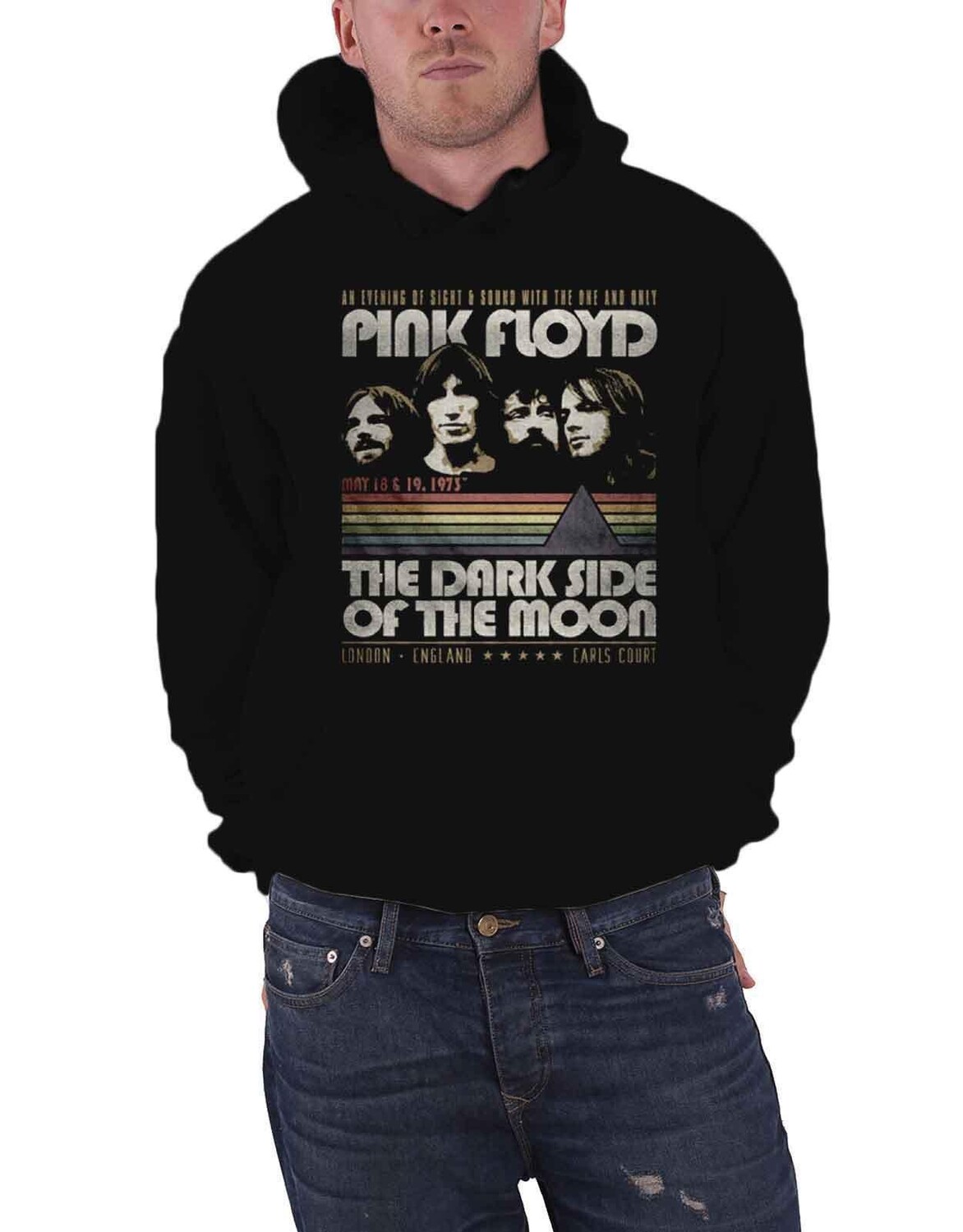 

Толстовка в полоску в стиле ретро Dark Side of the Moon Pink Floyd, черный