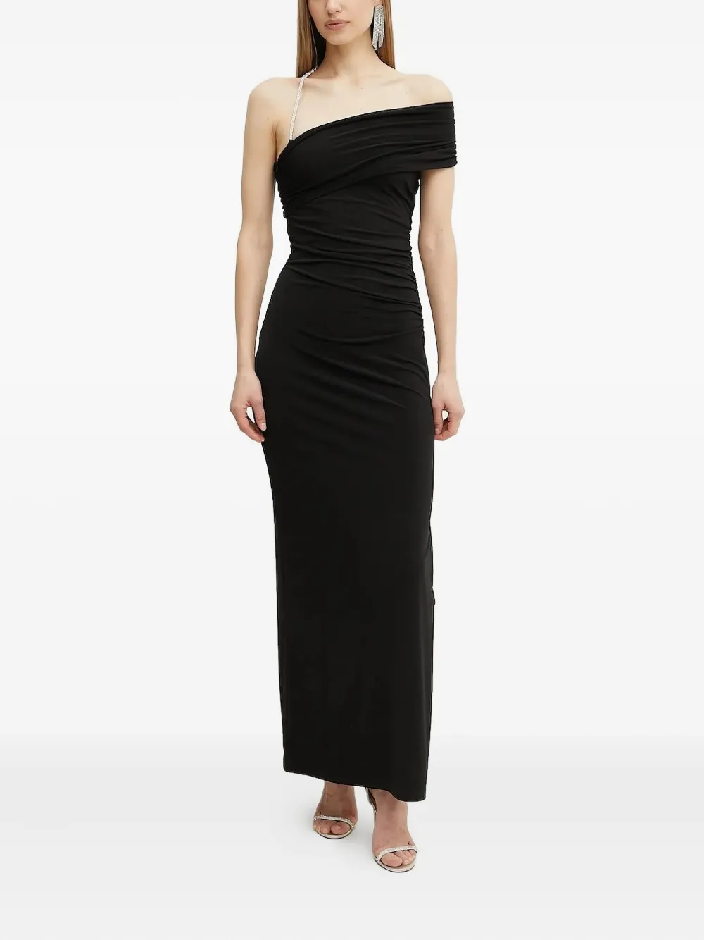 

Платье макси Olivia на одно плечо с кристаллами Hervé Léger, черный