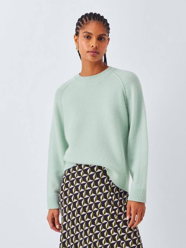 

Свитер с воротником-гольф из мериносовой шерсти с кашемиром John Lewis, Light Green