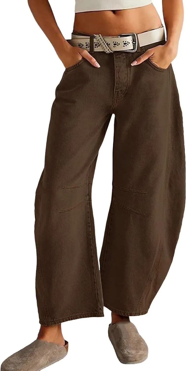 

Женские джинсы loose casual barrel с широкими штанинами и низкой посадкой