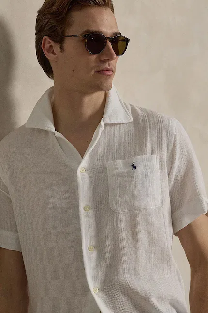 Рубашка хлопковая классическая Polo Ralph Lauren, серый — фото 4