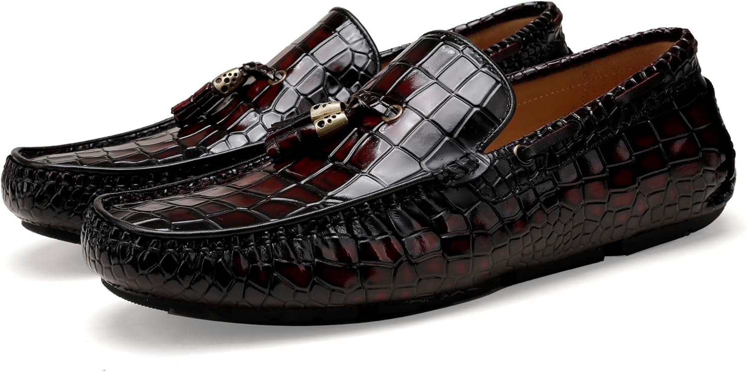 

Мужские лоферы с кисточками, классические туфли без шнурков для мужчин, кожаные мокасины, деловые, свадебные лоферы Generic, винный