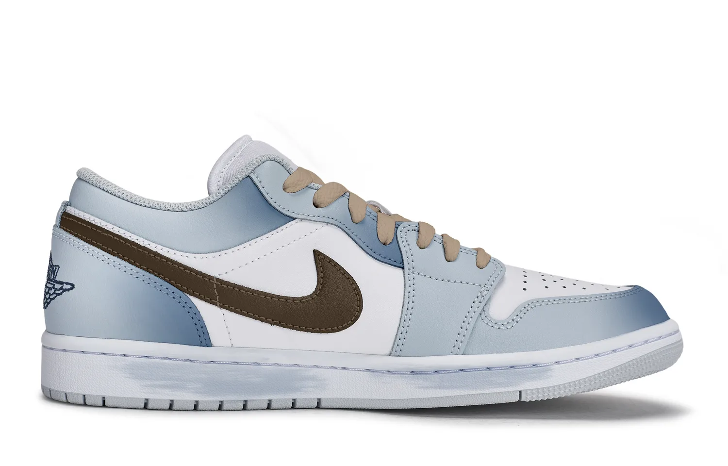 Кроссовки Air 1 811 Manufacturing, Cloud Swallow Companion, Special Shoe Box Low top Vintage Basketball мужские Jordan, White Blue Brown — фото 4