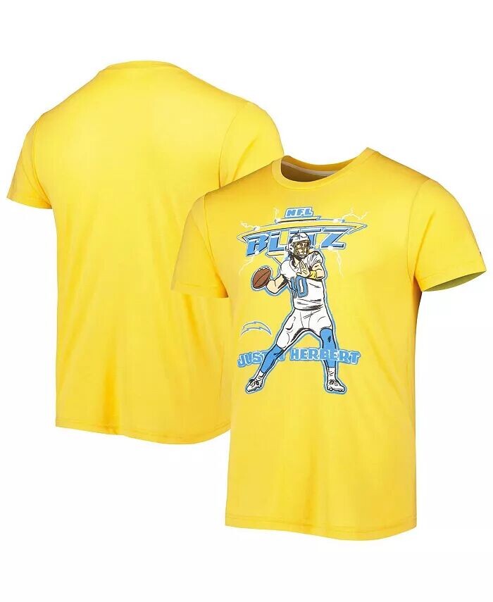 

Мужская футболка Justin Herbert Heathered Gold Los Angeles Chargers NFL Blitz Player Tri-Blend Homage