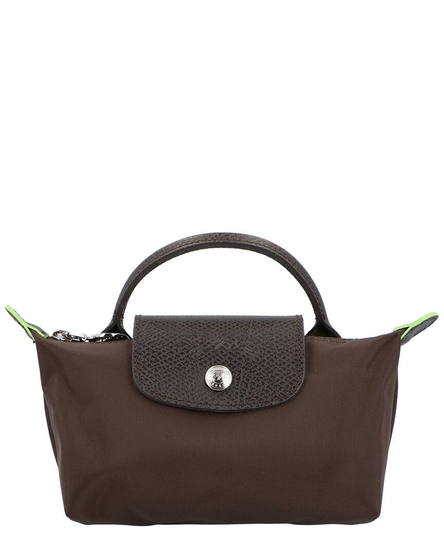 

Сумка-мешочек Longchamp Le Pliage из зеленого холста с ручкой