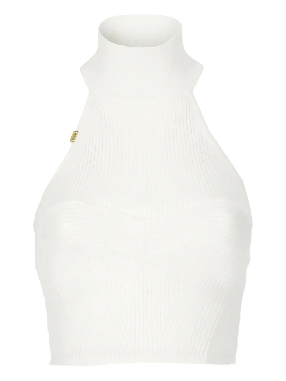 

Топ в рубчик с вырезом халтер Elisabetta Franchi, белый