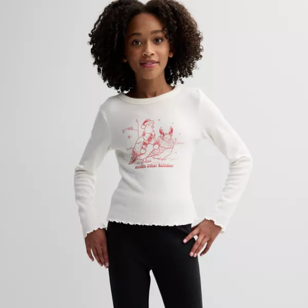 

Уютная футболка с детским принтом для девочек 6-20 лет, стандартного и большого размера So, цвет santas other reindeer