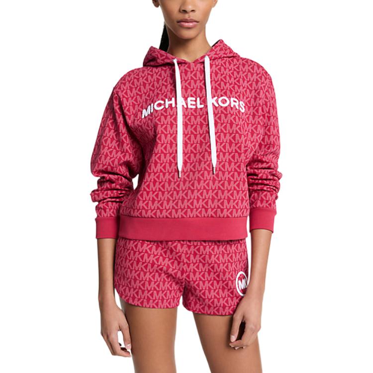 

Худи укороченное с логотипом Signature из хлопковой смеси MICHAEL KORS, розовый