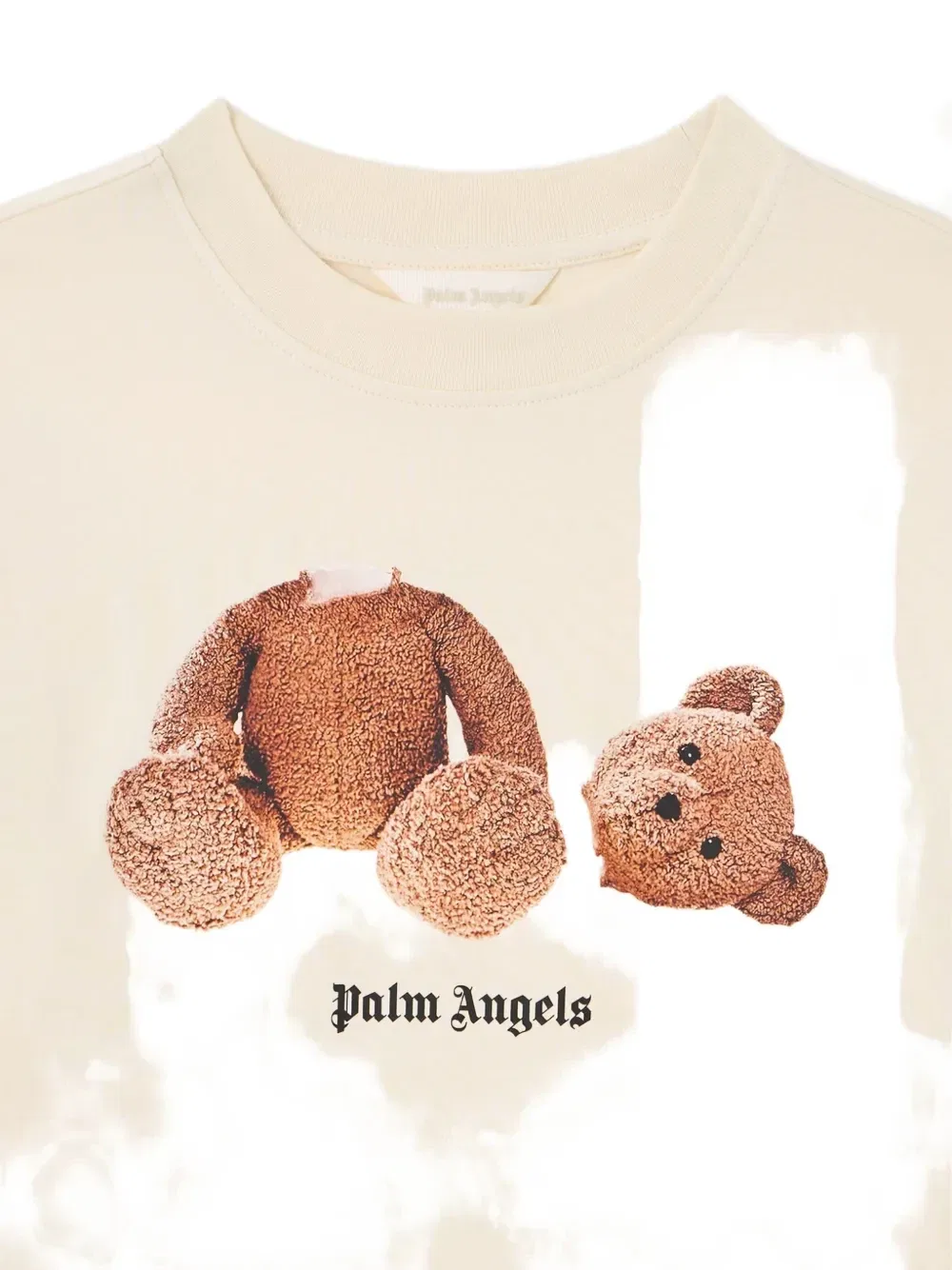 Футболка с принтом медведя Palm Angels Kids, бежевый — фото 3