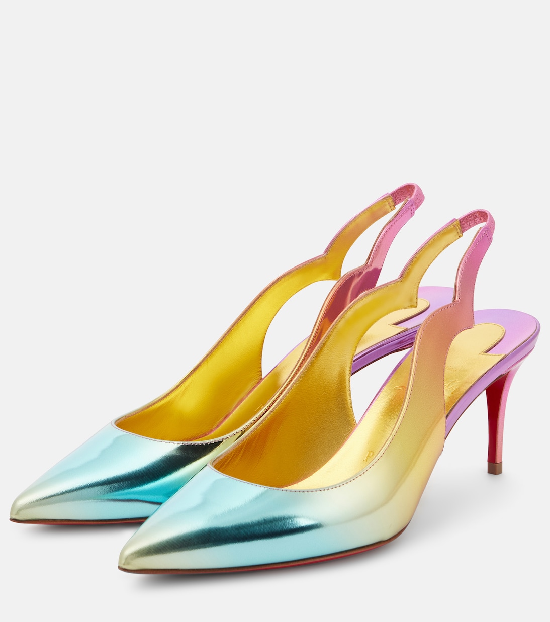 Горячая штучка 70 кожаные туфли-лодочки на ремешке Christian Louboutin, Multi / Lin Gold — фото 4