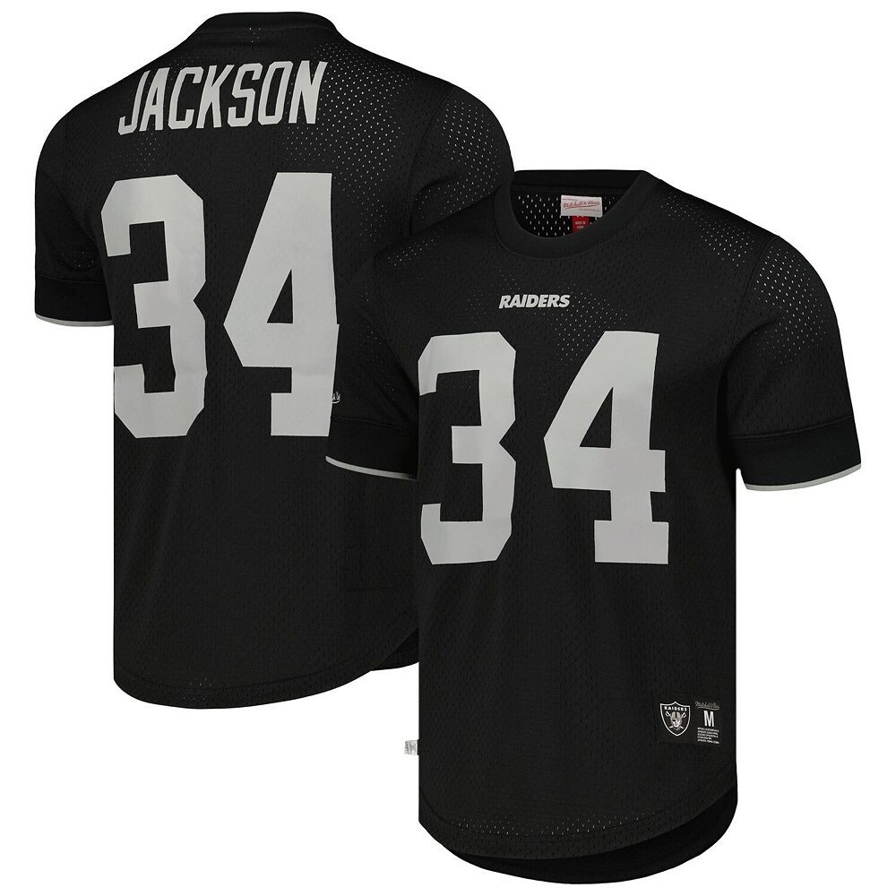 

Мужская футболка Mitchell & Ness Bo Jackson, черная, Los Angeles Raiders Gridiron Classics, имя и номер игрока в отставке, сетчатый топ, цвет Nfl Black