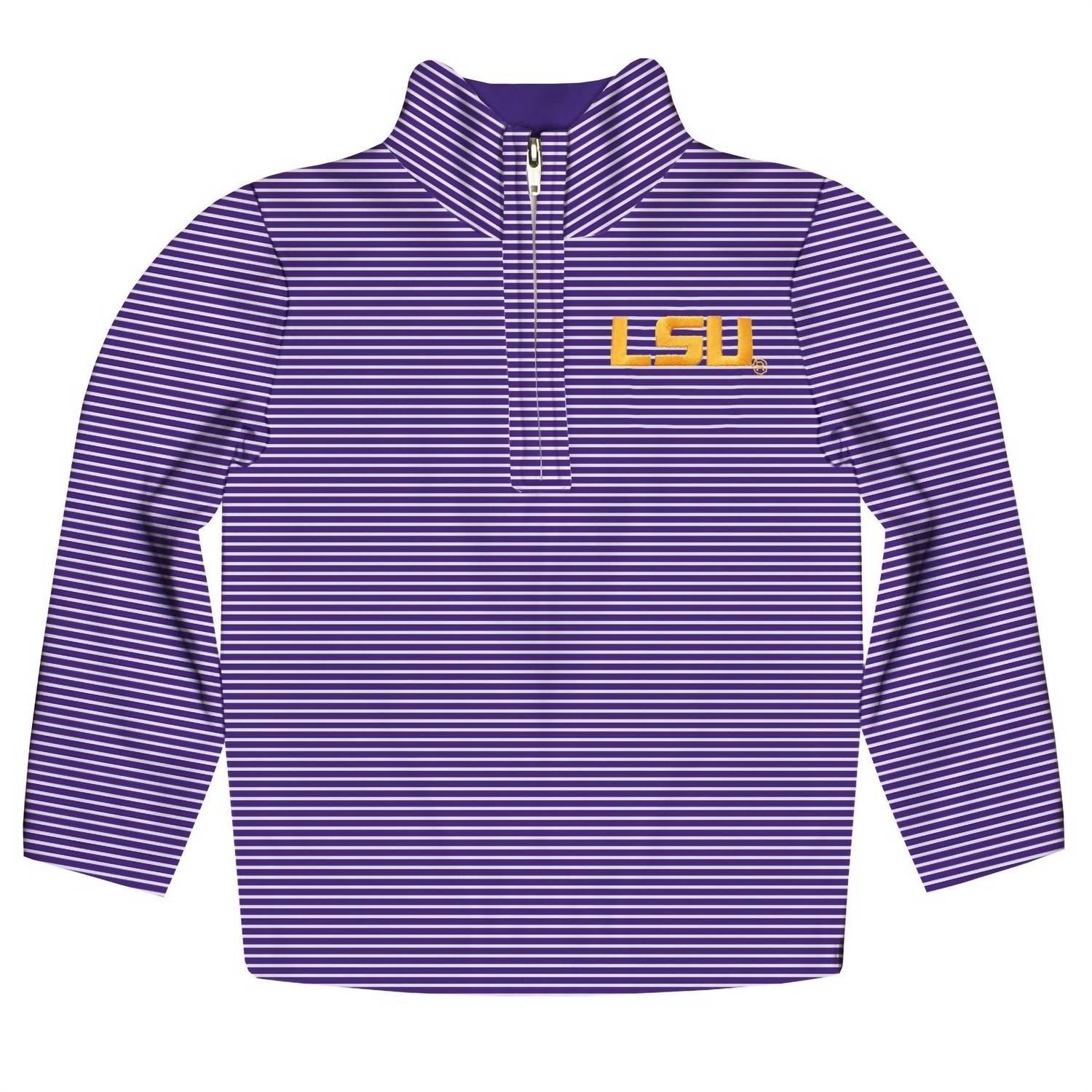 

Пуловер Lsu Tigers с вышитыми полосками и застежкой-молнией на четверть дюйма, фиолетовый Vive La Fete, фиолетовый