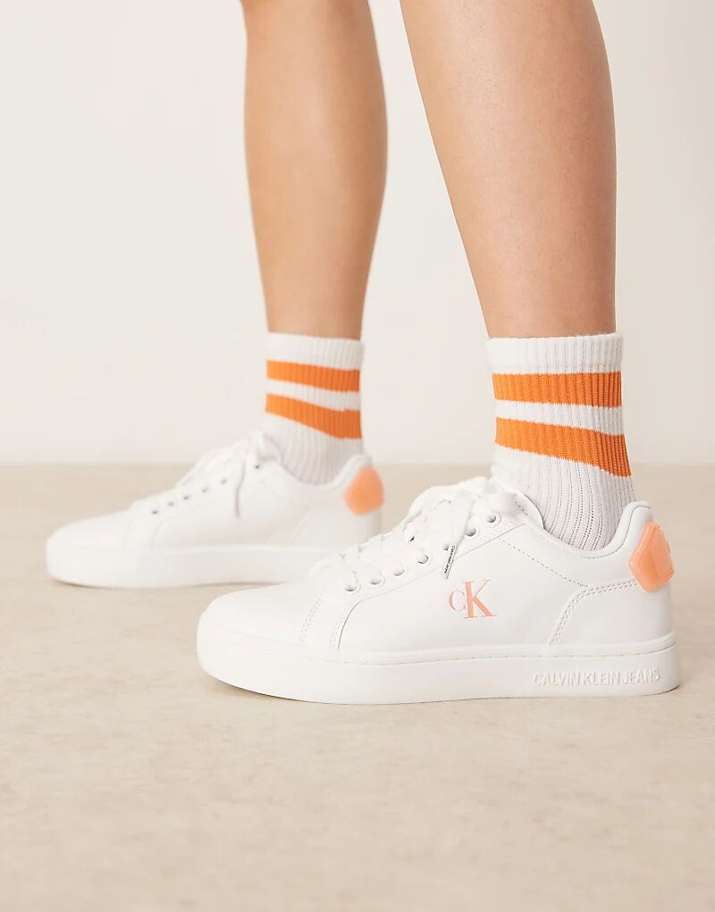 Классические кроссовки Calvin Klein Jeans Cupsole белого и оранжевого цветов