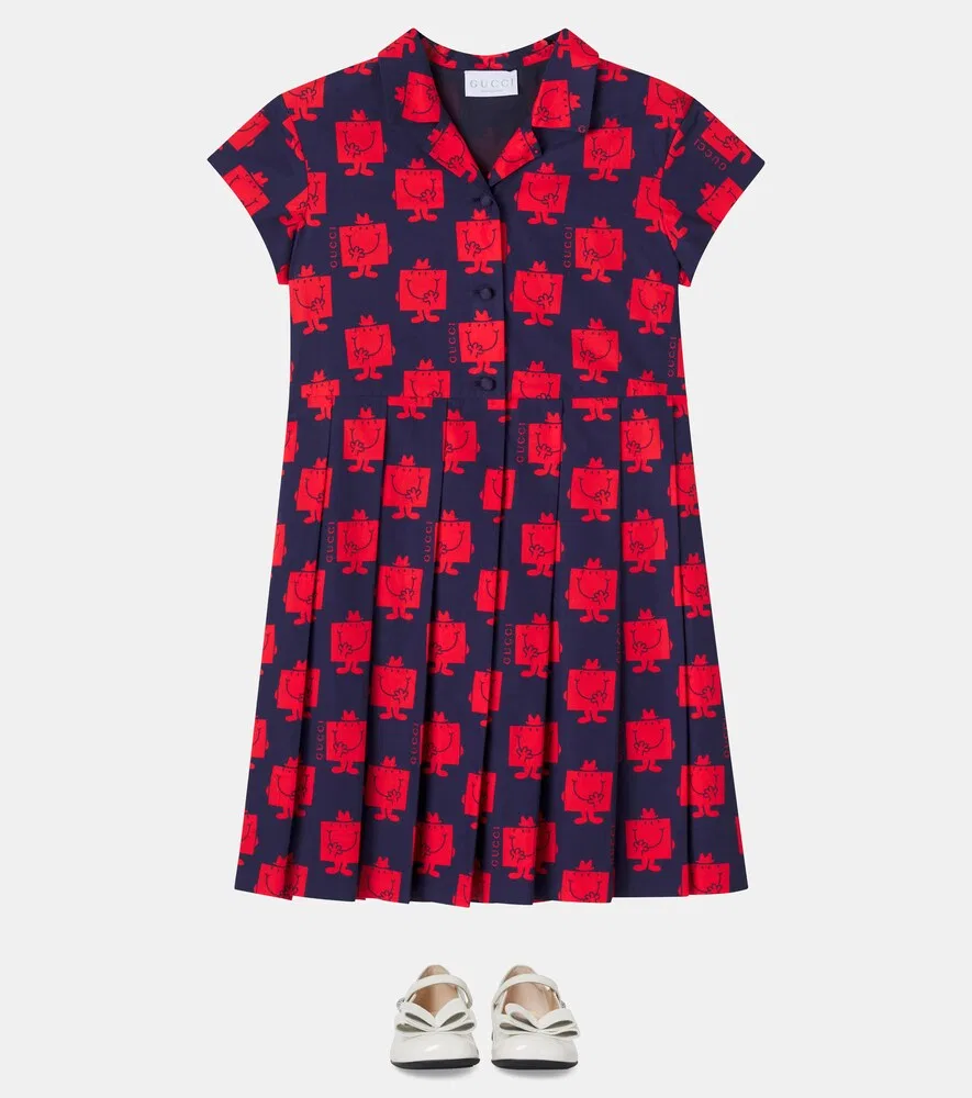 Хлопковое платье "Мистер Мен" "Маленькая мисс" Gucci Kids, синий — фото 2